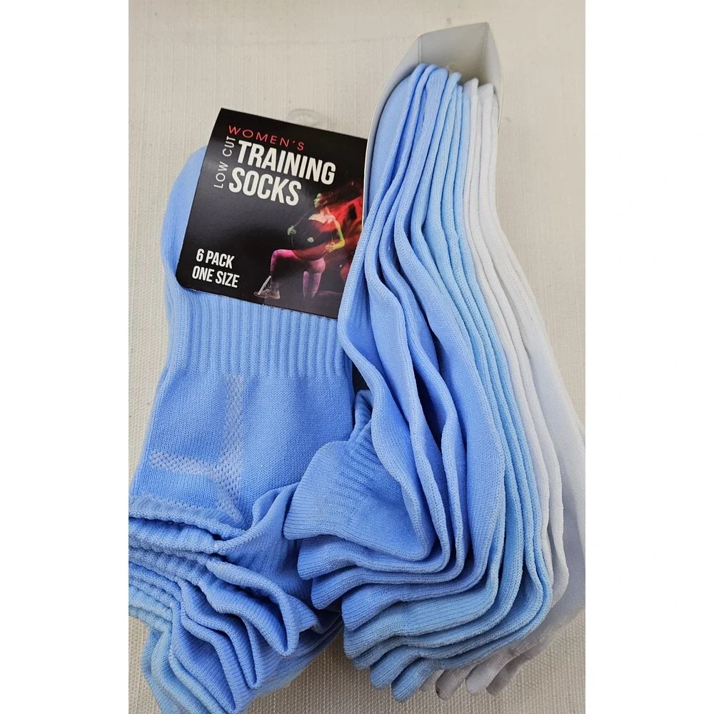 Womens Low Cut Training Socks 6‎ Pack Blue White One Size RN122786 2 Packs